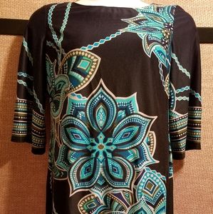 R & K ORIGINAL DRESS 3/4 SLEEVE SIZE 14 PAISLEY